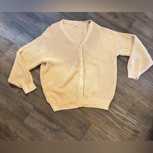 Qualfort Women's Yellow Knit Cottagecore Cardigan Size 3XL